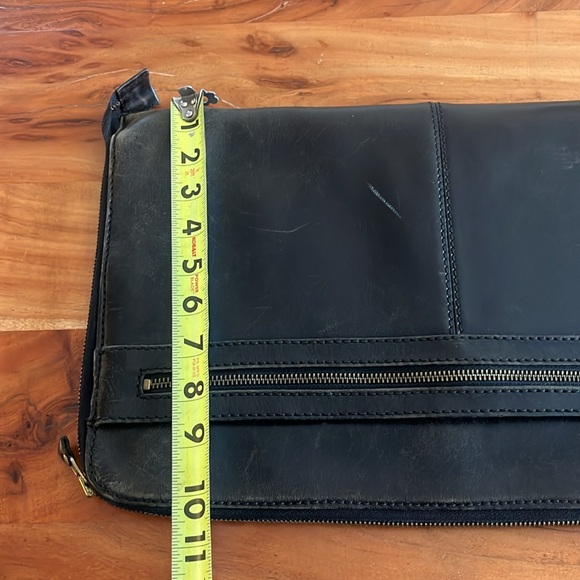 Vintage Men’s Umi Distressed Black Brown Leather Large Zip Portfolio Briefcase - Picture 9 of 14